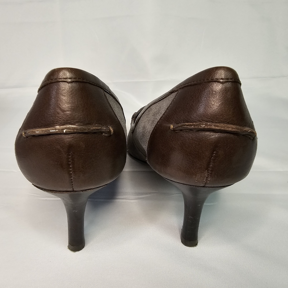 Ralph Lauren Edeena Grey Leather Suede Pumps Size 10 - Picture 4 of 8